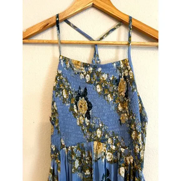 NWT Free People Heat Wave Floral Print Maxi Dress Small Blue - Picture 4 of 9